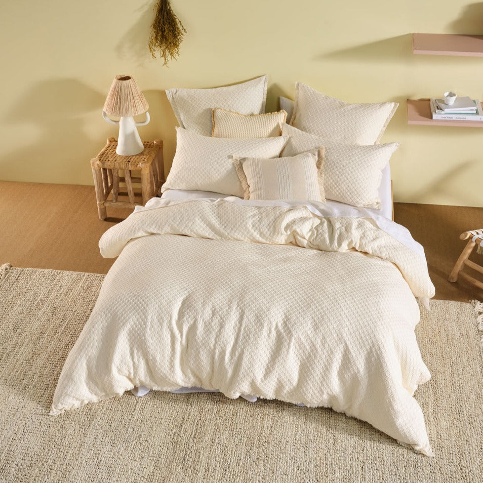 Raquelle Vanilla Quilt Cover Set by Linen House