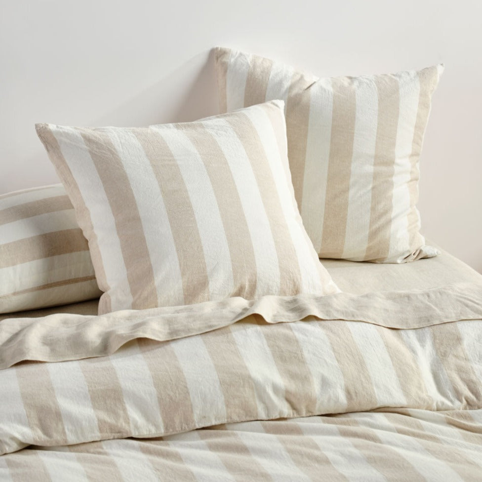 Vintage Stripe Natural Quilt Cover Set by Linen House