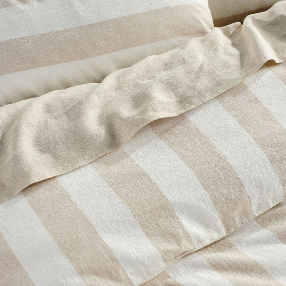 Vintage Stripe Natural Quilt Cover Set by Linen House