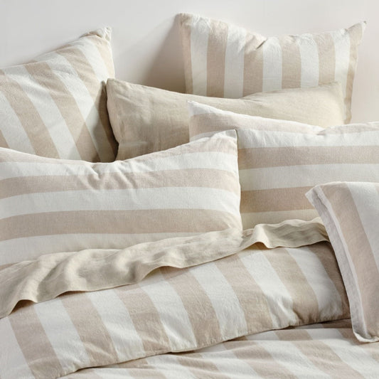 Vintage Stripe Natural Quilt Cover Set by Linen House