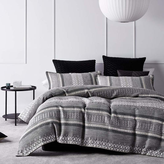 Tribeca Steel Quilt Cover Set by Logan and Mason Platinum