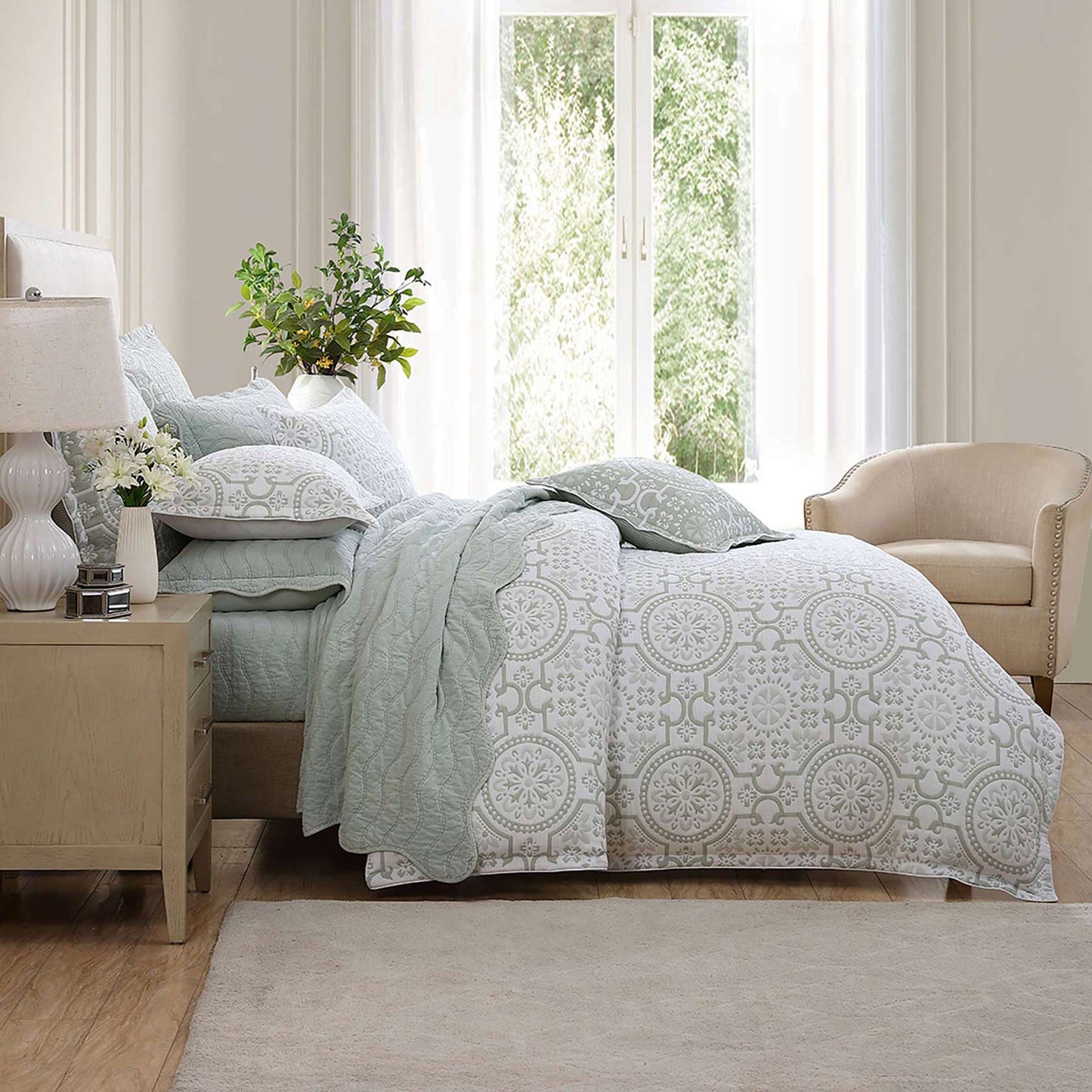 Mayfair Sage Quilt Cover Set by Private Collection