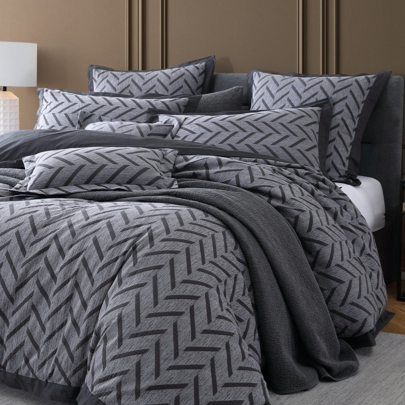 Westport Charcoal Quilt Cover Set by Private Collection