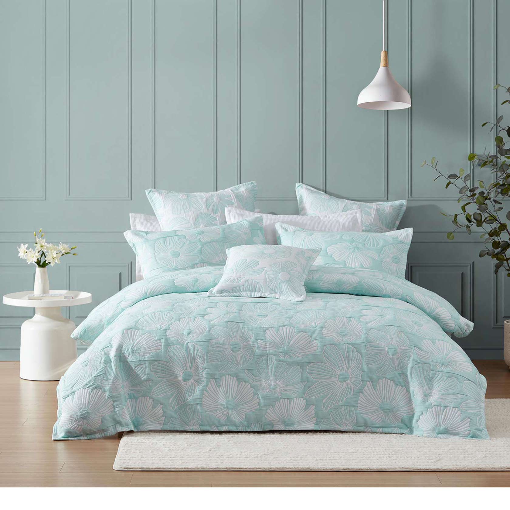 Poppi Aqua Quilt Cover Set by Logan and Mason Platinum