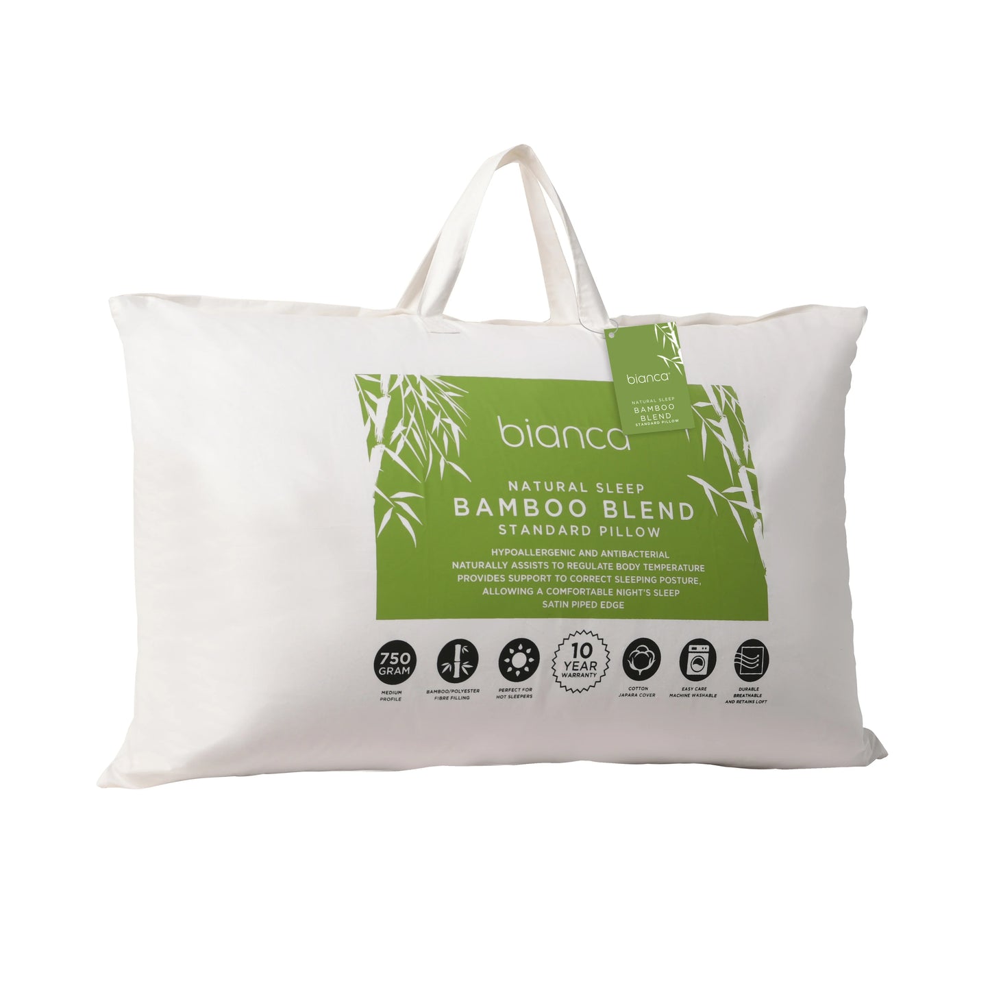 Natural Sleep Bamboo Blend Standard Pillow Medium Profile by Bianca