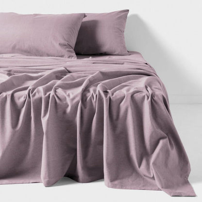 Flannelette Plain-Dyed Lavender Sheet Set by LINEN HOUSE