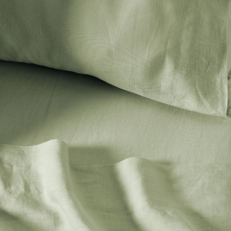 Nimes Pure Linen Wasabi SHEET SET by LINEN HOUSE