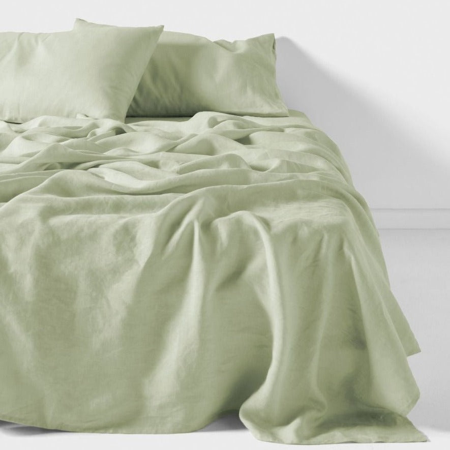 Nimes Pure Linen Wasabi SHEET SET by LINEN HOUSE