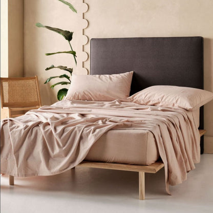 Flannelette Plain-Dyed Pink Salt Sheet Set by LINEN HOUSE