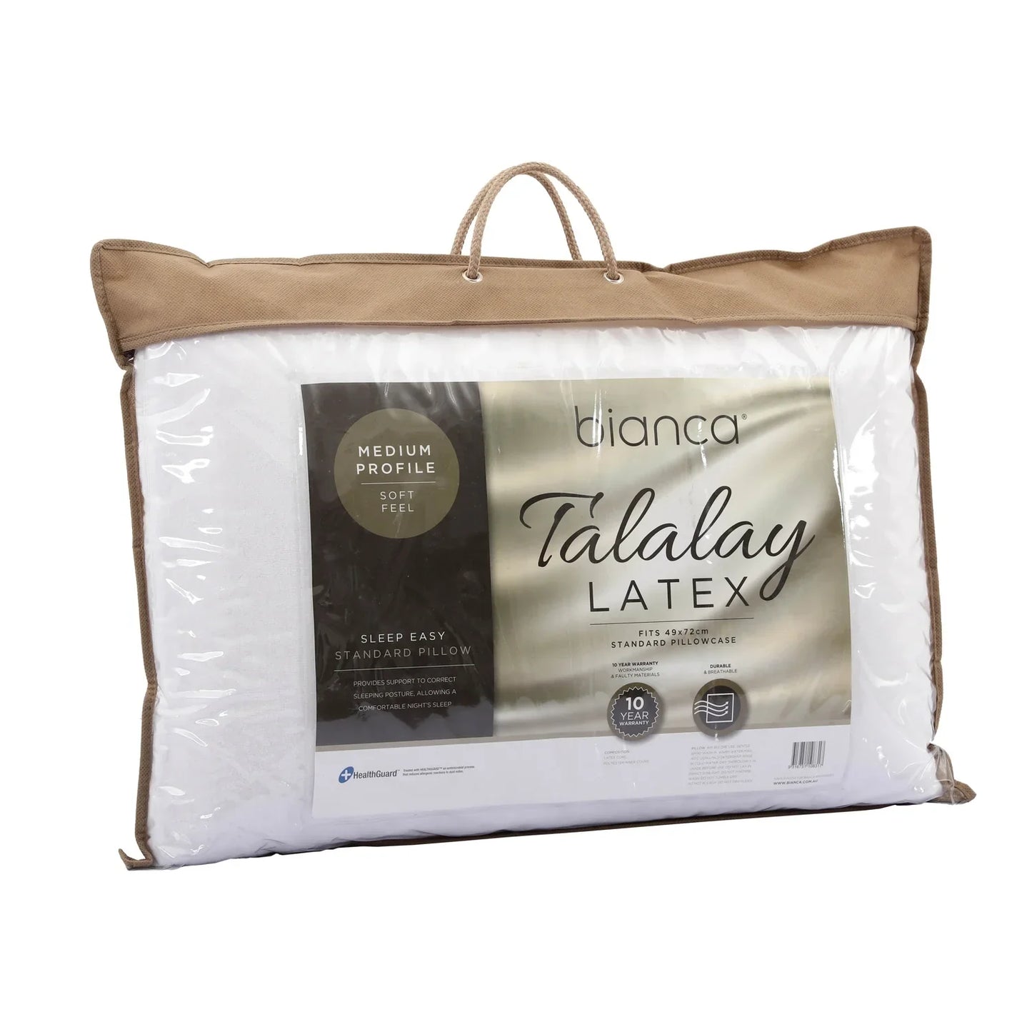 Sleep Easy Talalay Latex Pillow - Medium Profile- Medium Feel by Bianca