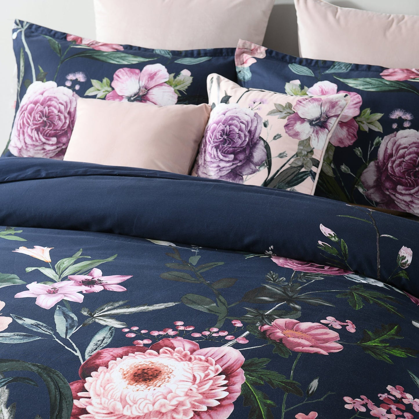 Zinnia Navy Quilt Cover Set by Bianca