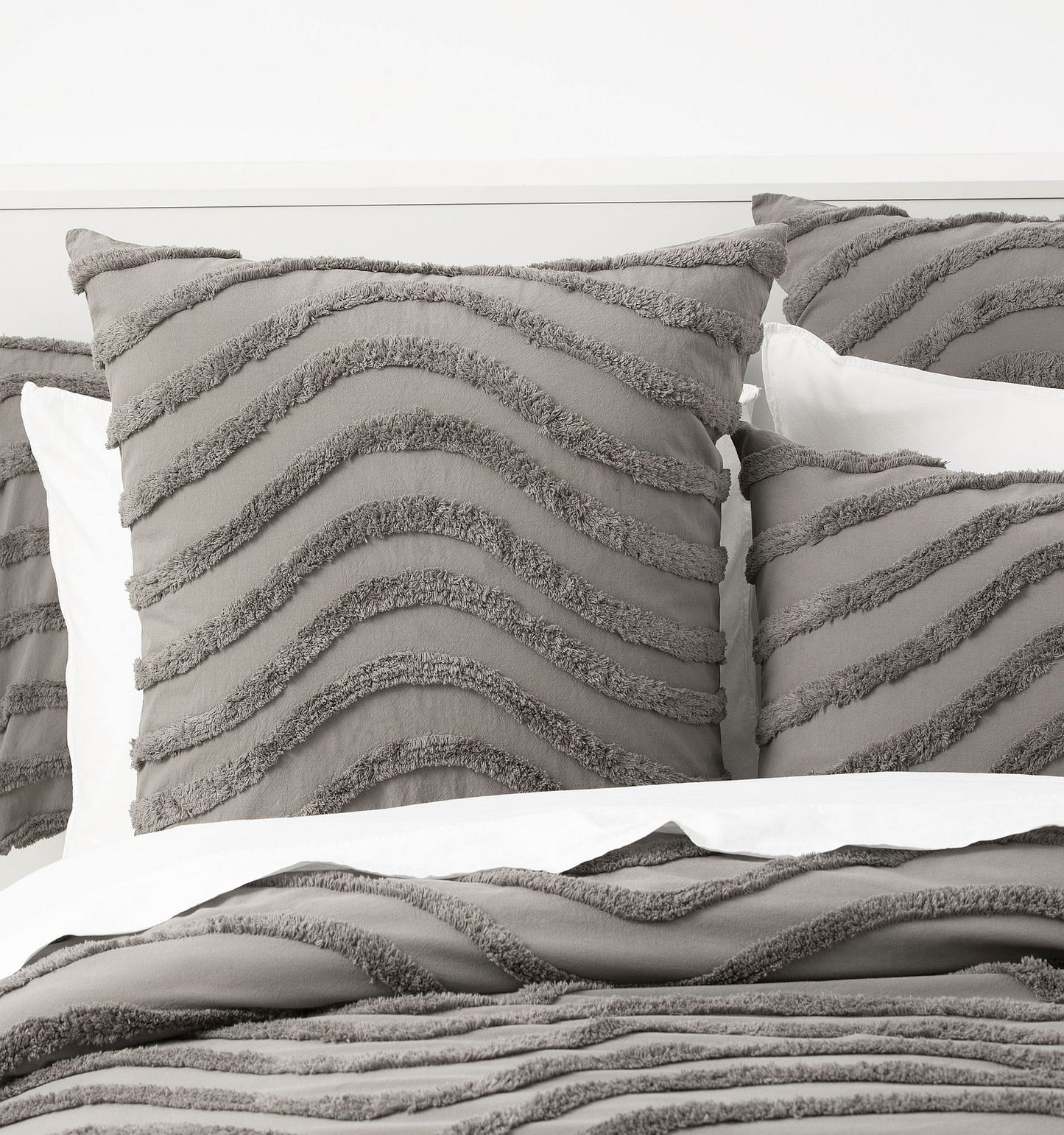 Grey Wave Cotton Quilt Cover Set by Cloud Linen