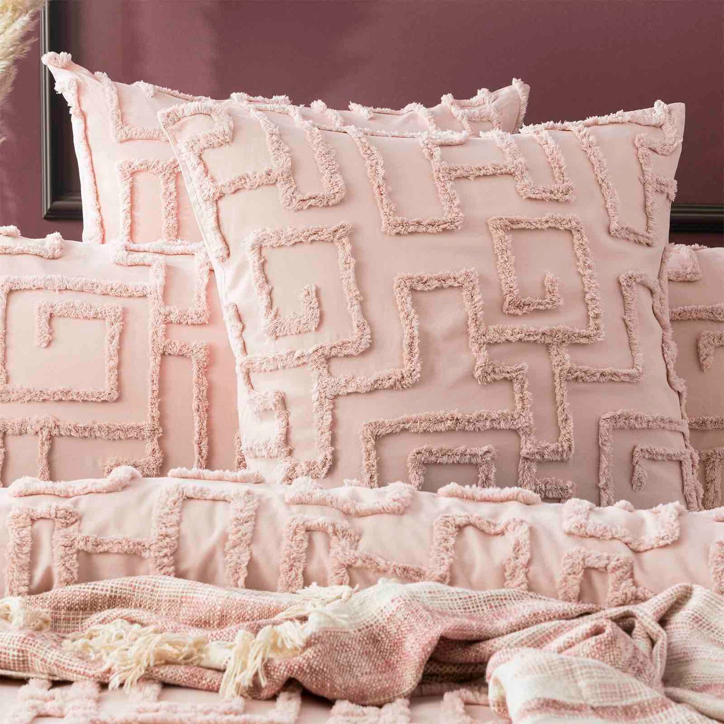 Riley Vintage Washed Cotton Chenille Tufted Quilt Cover Set Blush by Renee Taylor