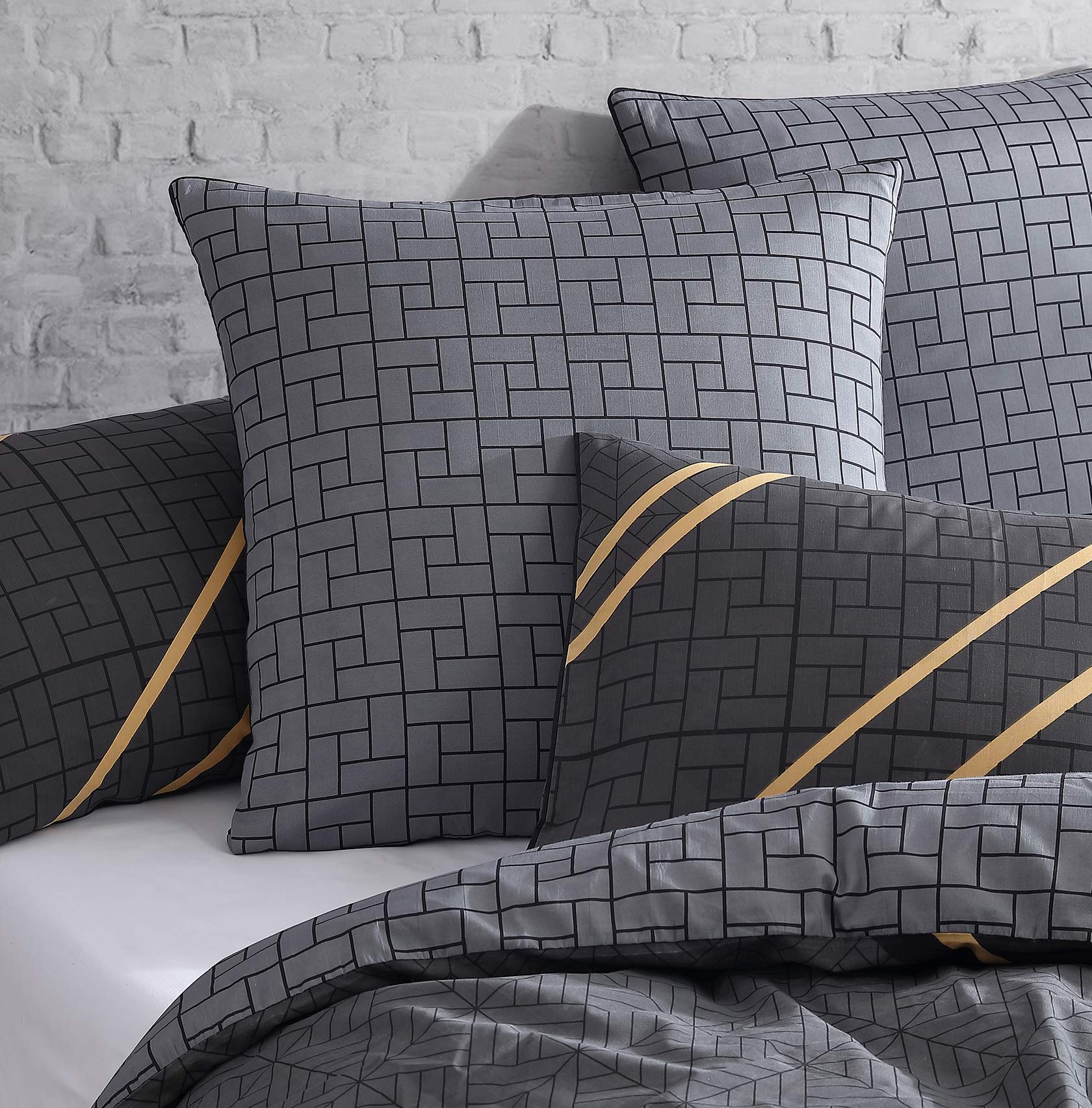 Jamala Black Quilt Cover Set by Logan & Mason