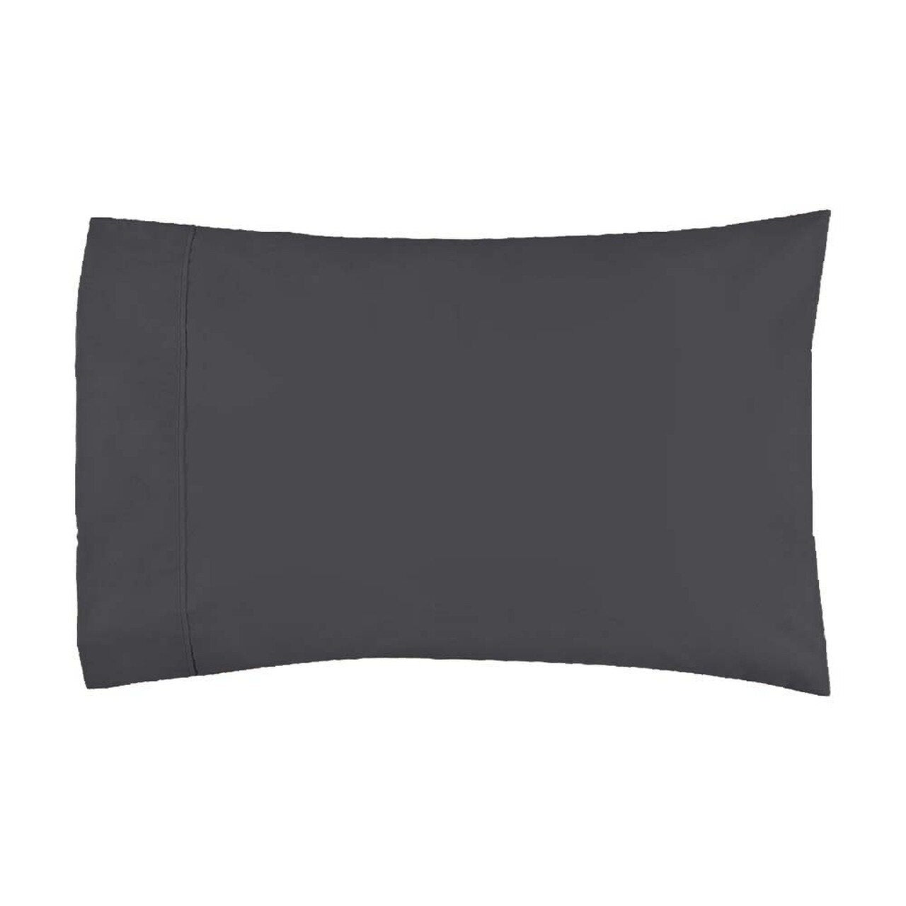 300TC Cotton Percale Fitted Sheet and Pillowcase Combo Charcoal by Logan and Mason