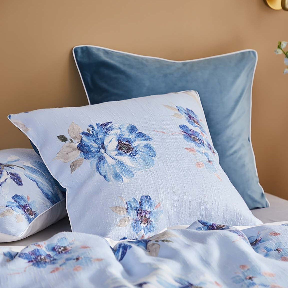 Lara Blue European Pillowcase by Platinum