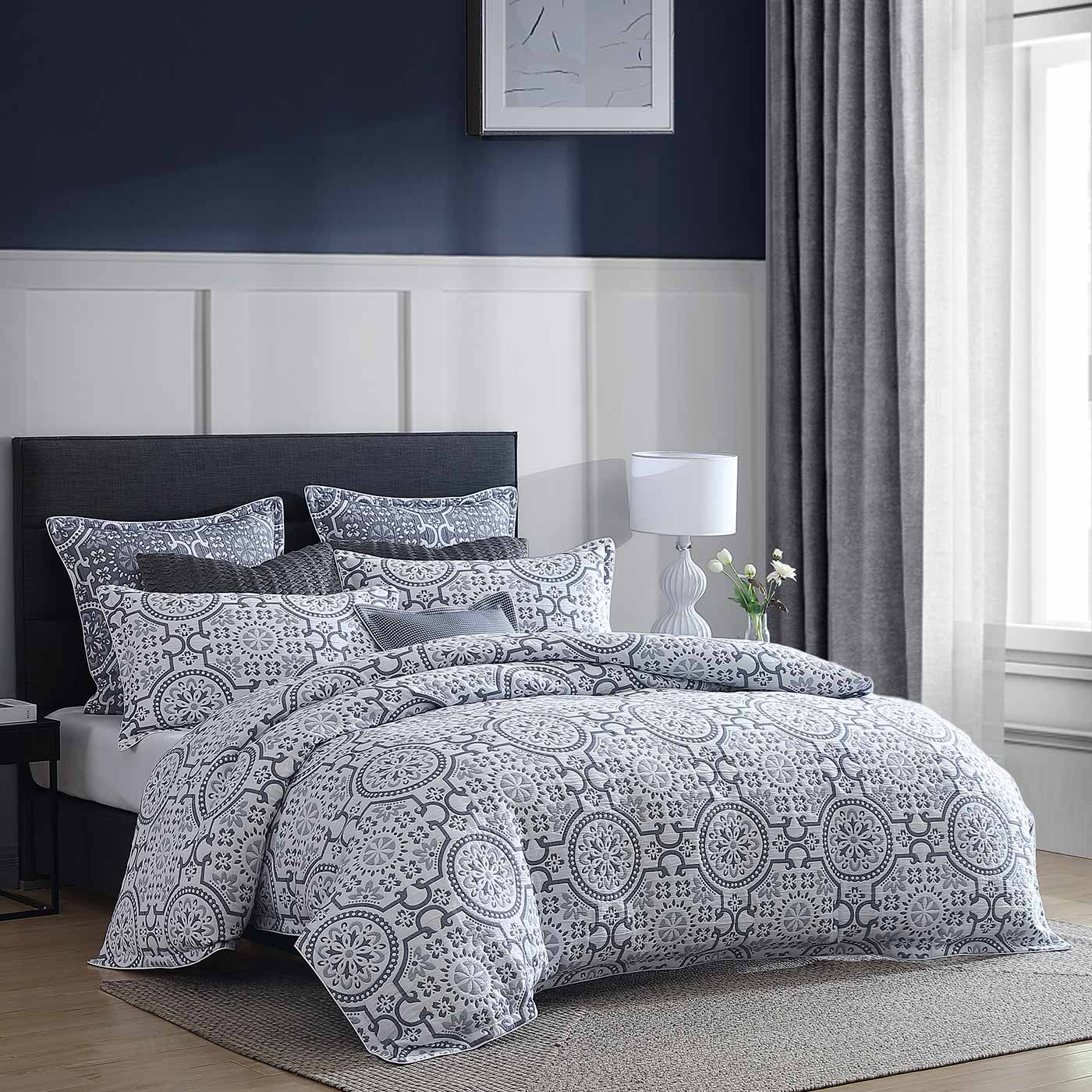 Mayfair Navy Quilt Cover Set by Private Collection