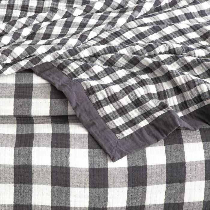 Gingham Washed Cotton Textured Blanket ASH By Renee Taylor – Quilt ...