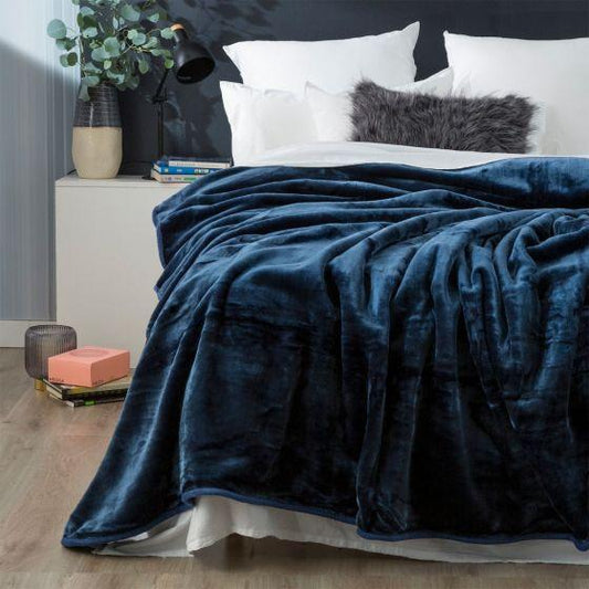 Mink Blanket Winter Warm 750gsm INDIGO by Renee Taylor