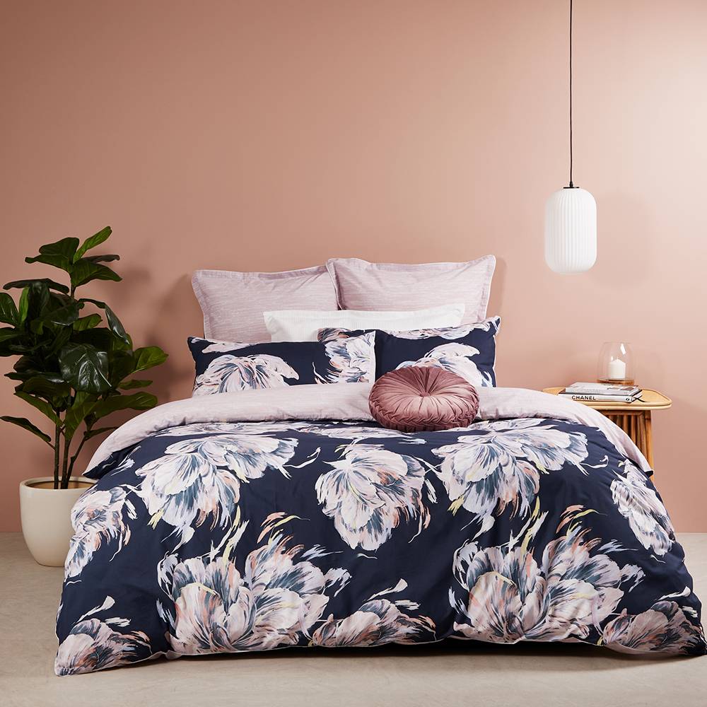 Valentine Navy Quilt Cover Set By Logan & Mason